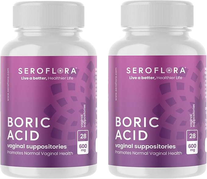 Boric Acid Vaginal Suppositories 600 mg (28ct, 2bottles) 2bottles)