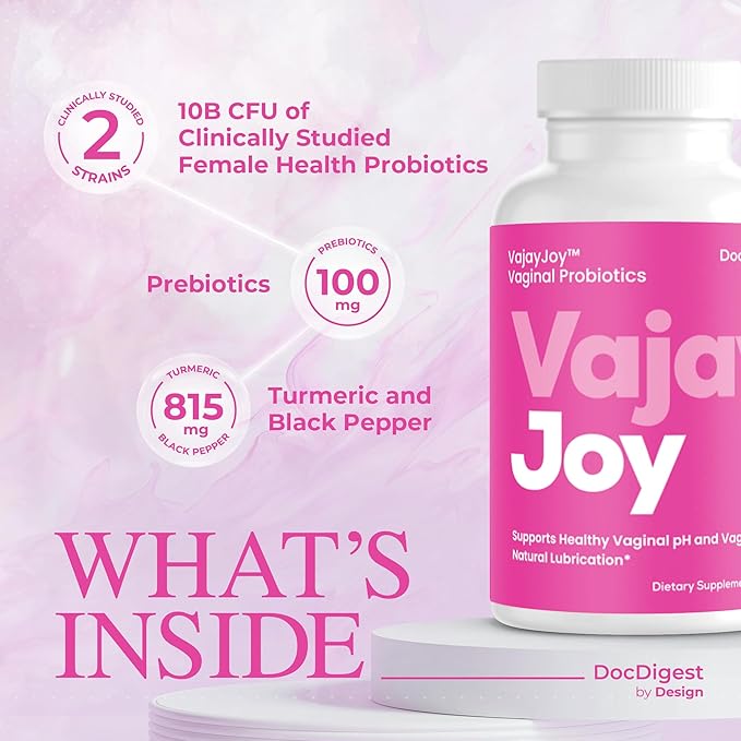VajayJoy pH Balance Pills -Womens Vaginal Probiotic for pH Regulation, Clinically Shown to Restore pH Equilibrium and Natual Lubrication- Reduces BV, Yeast Infections and Odor