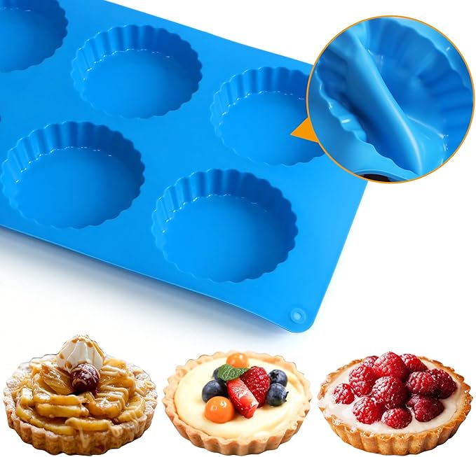 Sidosir 3pcs Peanut Butter Cup Mold, Silicone Mini Tart Pan for Bite Size Fat Bombs, Silicone Chocolate Candy Mold for Brownie (Keto Cup)