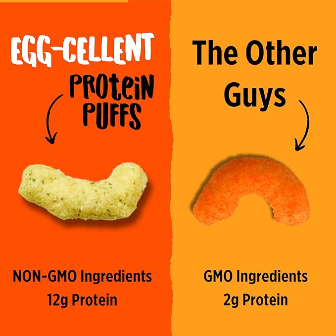 Todd's Better Snacks Egg-Cellent Protein Puffs, Sour Cream & Onion, 1.2 Oz (Pack of 10), Made with Egg Whites, 12g Protein, Gluten Free Healthy Snack