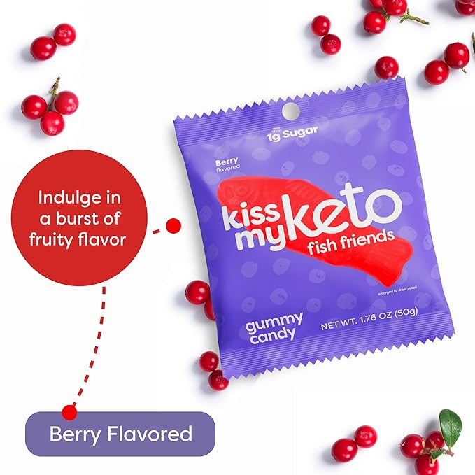 Kiss My Keto Gummies Candy – Low Carb Candy Gummy Fish, Keto Snack Pack – Healthy Candy Gummys – Vegan Candy, Keto Gummy Candy – Keto Candy Gummies (6-pack)