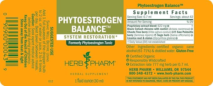 Herb Pharm Phytoestrogen Balance Liquid Herbal 1 Ounce