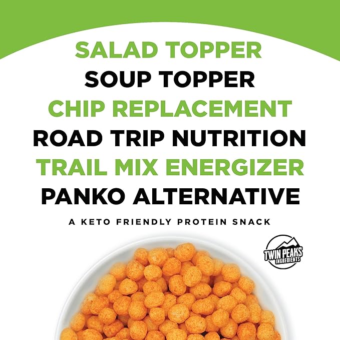 Twin Peaks Protein Puffs - (Jalapeno Cheddar), Keto Friendly, Low Carb Snack (300g, 21g Protein, 2g Net Carbs, High Protein, Healthy Crunchy Snack)