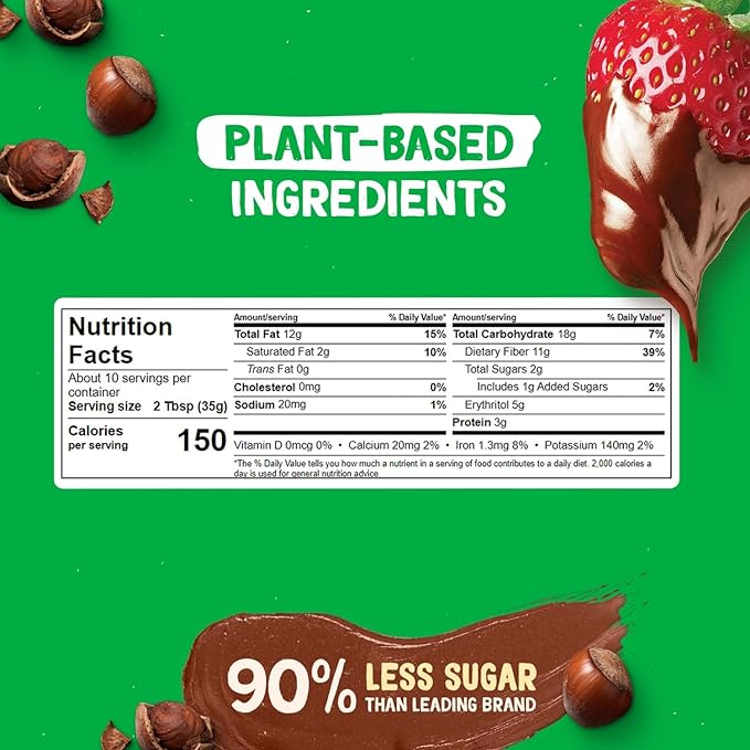 Pyure Hazelnut Spread with Cocoa 2 Net Carbs Keto Snack Gluten-Free, Peanut Free, Plant-Based Hazelnut Spread for Vegan Keto Friendly Food 13oz