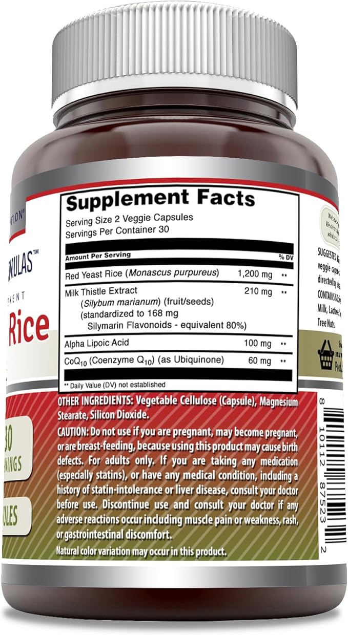 Amazing Formulas Red Yeast Rice Complex CoQ10, Alpha |1570 Mg 60 Veggie