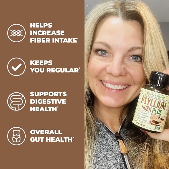 Psyllium Husk Powder Capsules. Fiber Supplement 60 Capsules