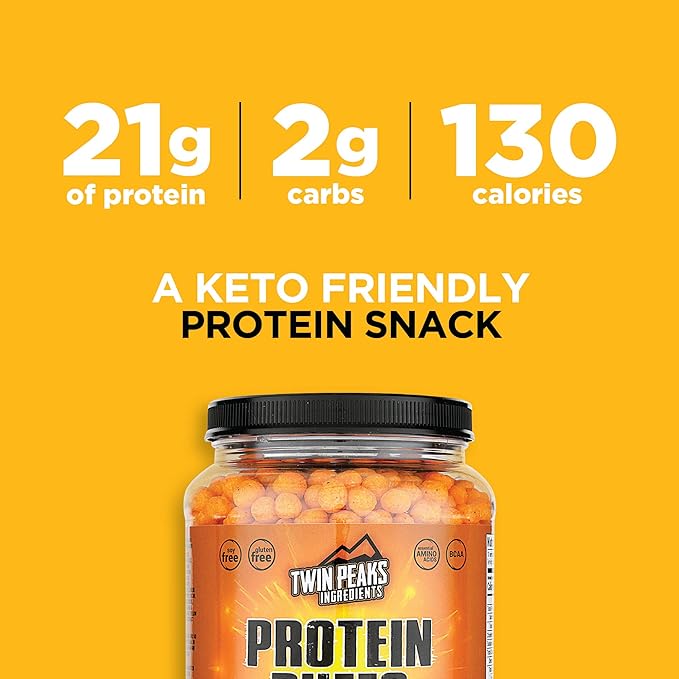 Twin Peaks Protein Puffs - (Nacho Cheese), Keto Friendly, Low Carb Snack (300g, 21g Protein, 2g Net Carbs, High Protein, Healthy Crunchy Snack)