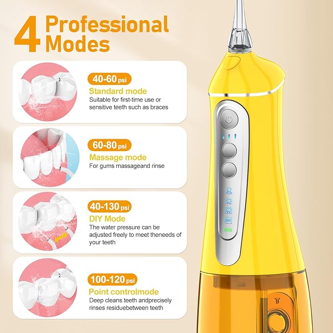 Water Dental flosser for Teeth Cleaning 4 Modes 6 Tips 7 Waterproof
