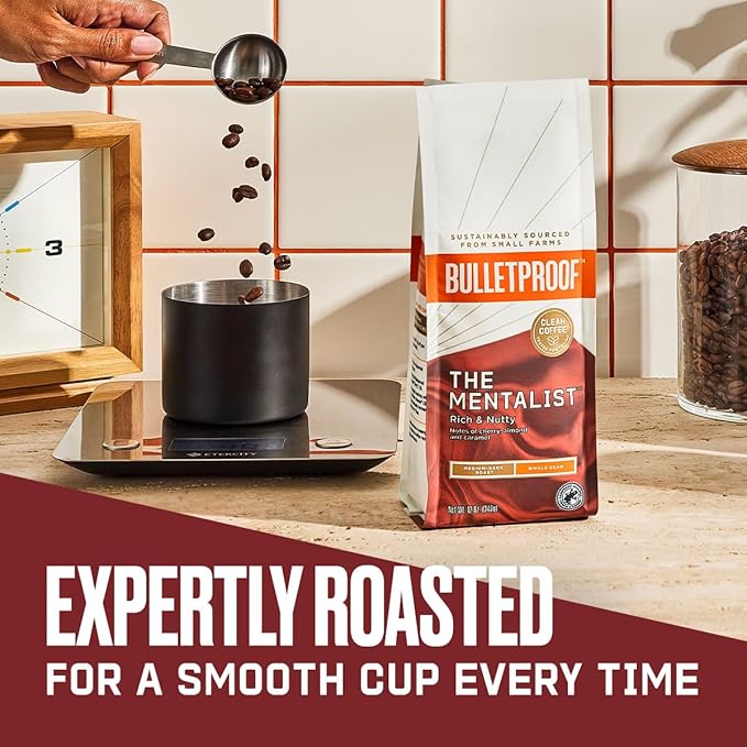 Bulletproof The Mentalist Medium-Dark Roast Whole Bean Coffee, 12 Ounces, 100% Arabica Coffee Sourced from Central and South America