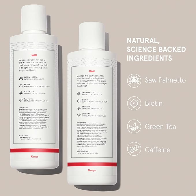 Keeps Hair Growth Shampoo and Conditioner Set - Treatment for Thinning Hair and Hair Regrowth - Men's Hair Products Infused with Biotin, Caffeine, & Saw Palmetto