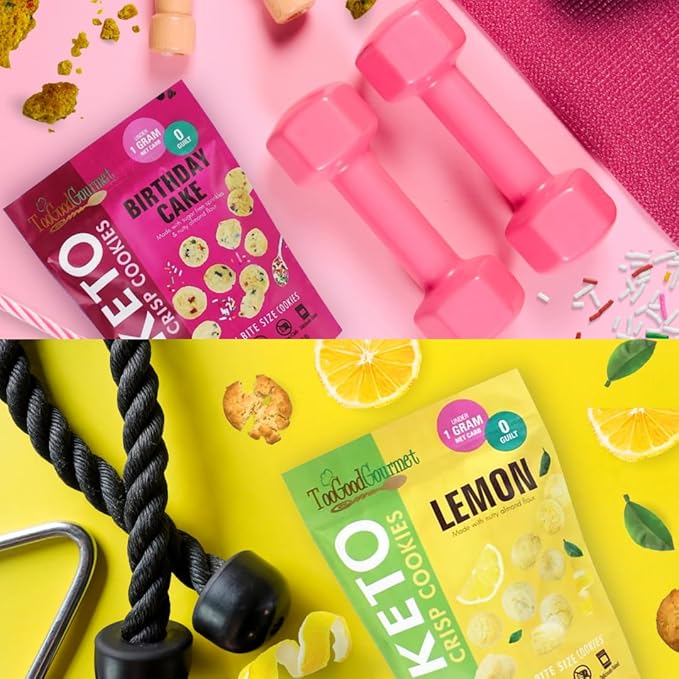 New Too Good Gourmet Low Carb Keto Snack | 2 Pack Lemon and Birthday Cake Flavor Sugar Free Cookies | Perfectly Baked | Gluten-Free | Grain-Free Keto Cookies | Zero Sugar Snacks