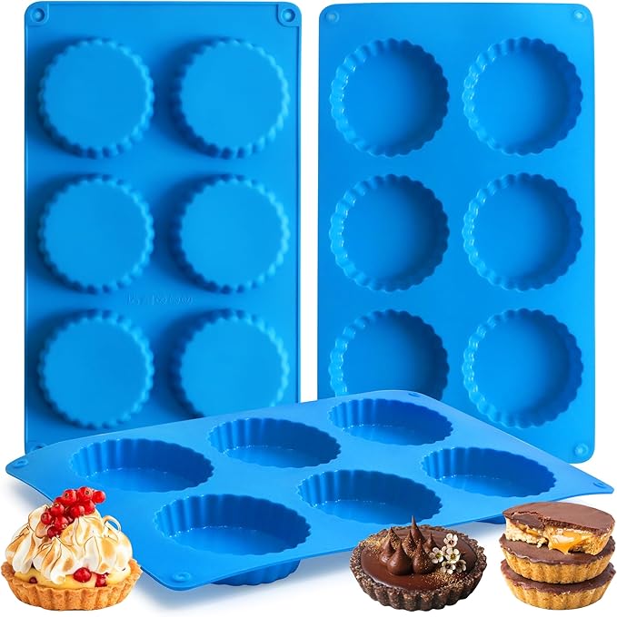 Sidosir 3pcs Peanut Butter Cup Mold, Silicone Mini Tart Pan for Bite Size Fat Bombs, Silicone Chocolate Candy Mold for Brownie (Keto Cup)