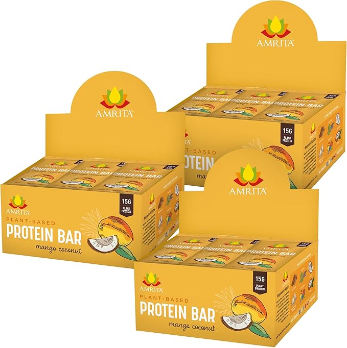 AMRITA Mango Coconut Vegan Protein Bars, 15g Plant