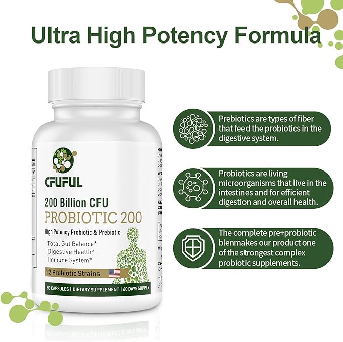 Probiotics for Women & Men, 200 12 Strains 3 Organic 2 Month