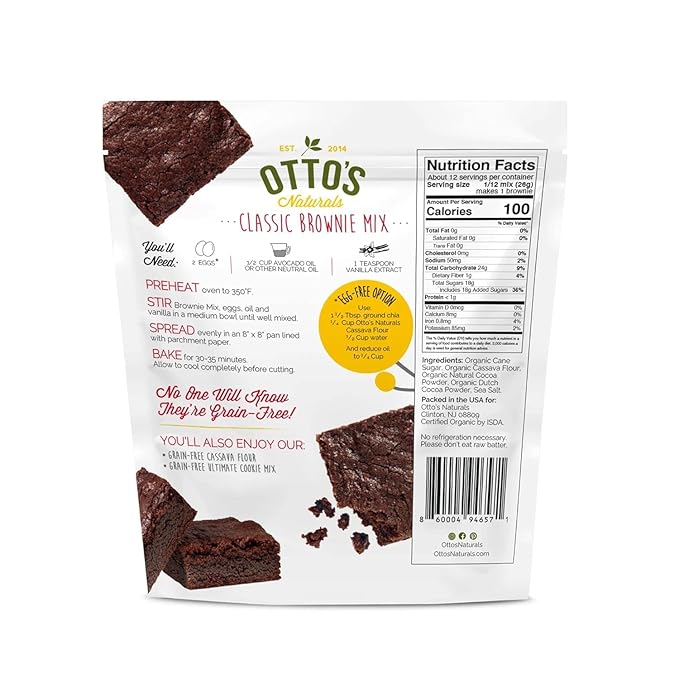Otto's Naturals Classic Brownie Mix - Organic, Gluten-Free, Nut Free, Non-GMO Verified, Made with Organic Cassava Flour - 11.1 Ounce Bag (Grain Free Classic Brownie 6 Pack)