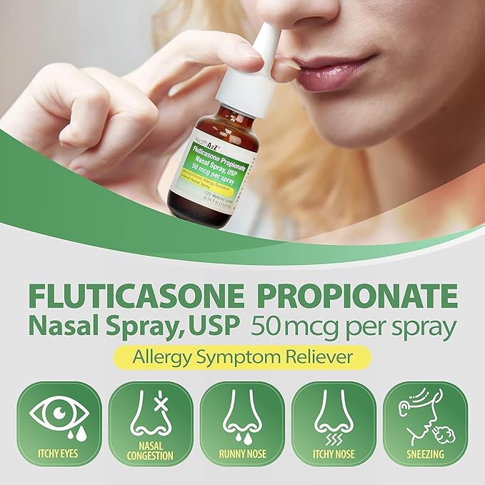 HealthA2Z® Fluticasone Propionate Nasal Spray| 50 24 Hour 72 Sprays 0.38 fl (11.1mL) |