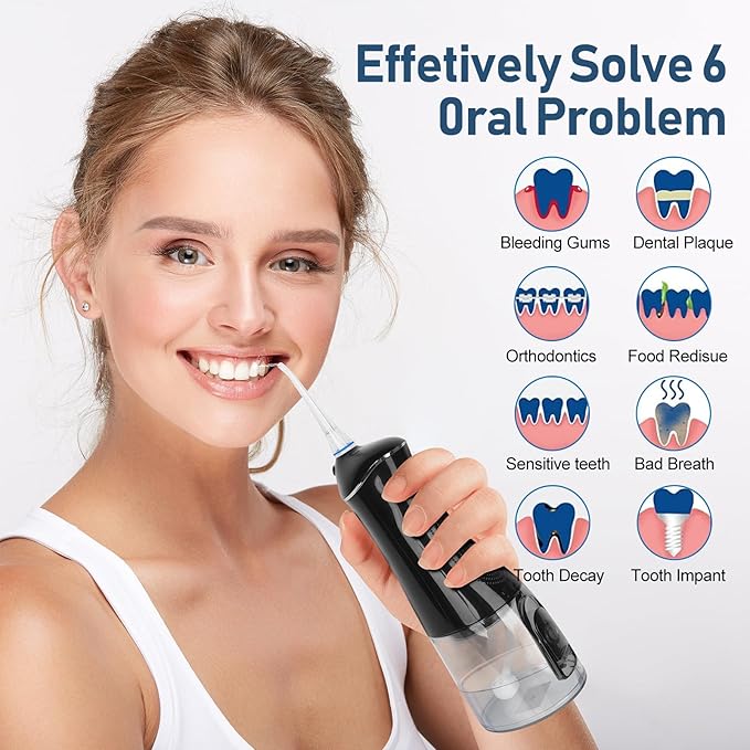 Water Dental flosser for Teeth Cleaning 4 Modes 6 Tips 7 Waterproof