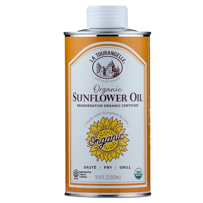 La Tourangelle, Organic Regenerative Sunflower Oil, High Heat Cooking and Skin Care Oil, Sustainable, Non-GMO, 16.9 fl oz