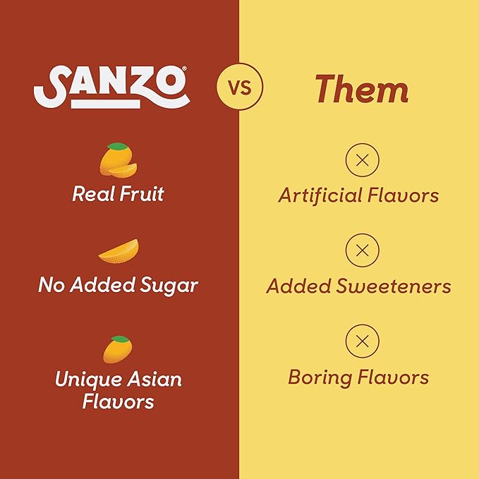 Sanzo Flavored Sparkling Water - Mango (Alphonso), 12-Pack - Carbonated Drink Made with Real Fruit & Sugar-Free - Non-GMO, Gluten-Free & Vegan - 12 Fl Oz Cans - Radiant Orange, Sweeter & Less Fibrous