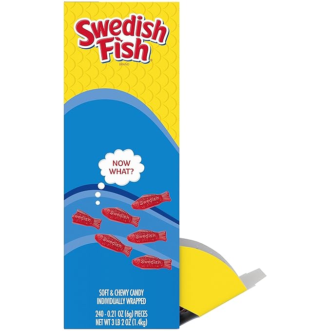 Swedish Fish 43146 Grab-and-Go Candy Snacks in Reception Box, 240-Pieces/Box