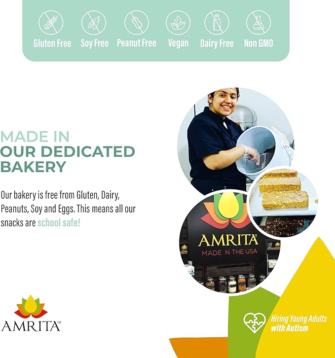 AMRITA Vegan Protein Bars Variety Pack (6 Flavors), 15g Plant