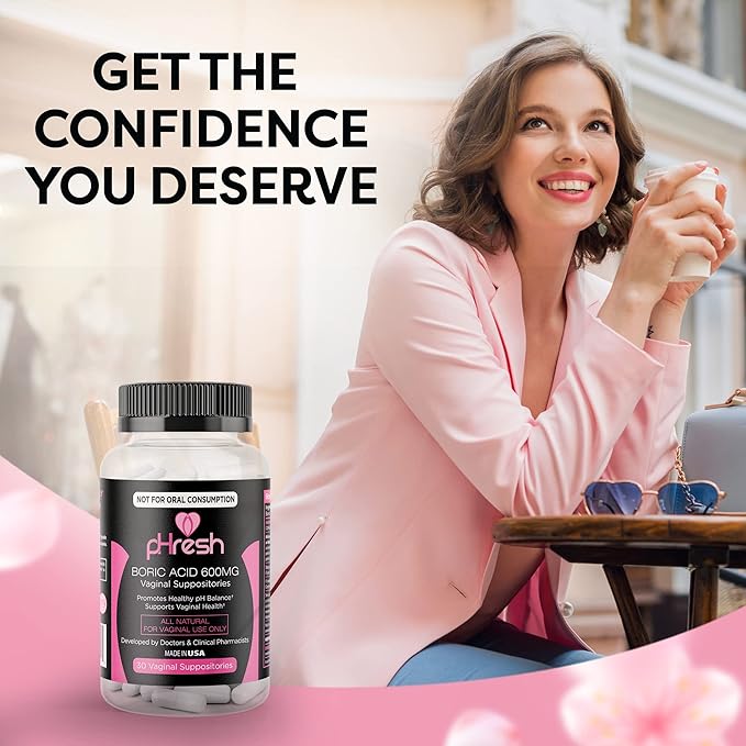 pHresh Boric Acid Suppositories for Women,