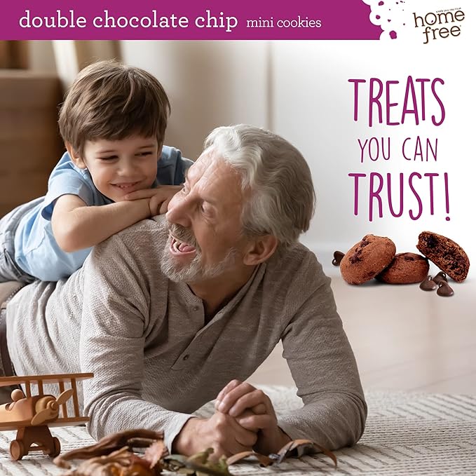 Homefree Mini Double Chocolate Chip Cookie Box, Gluten Free, Nut Free, Vegan, School Safe and Allergy Friendly Snack, 1 LB Bag (Pack of 3)