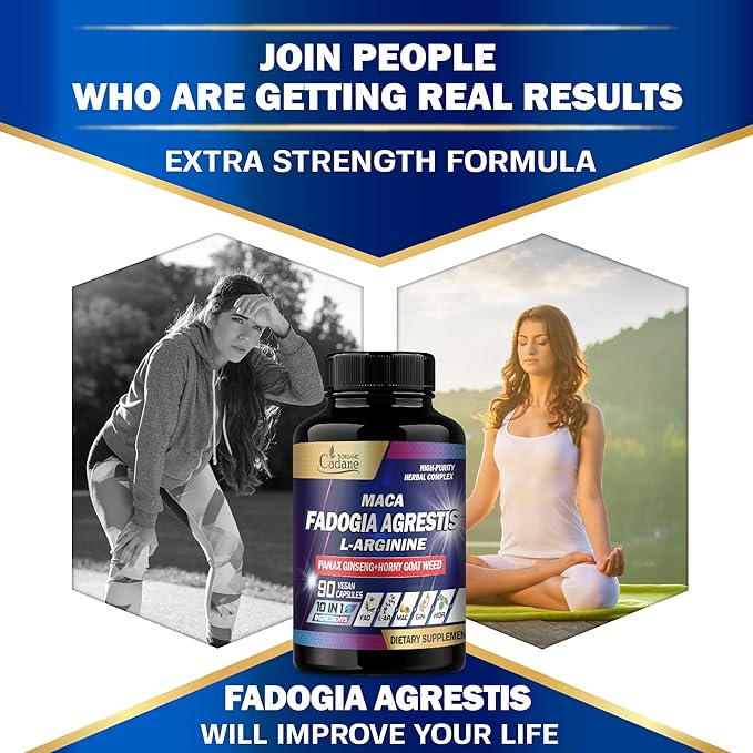 Organic Cadane Fadogia Agrestis Supplement 24100mg 90 Capsules