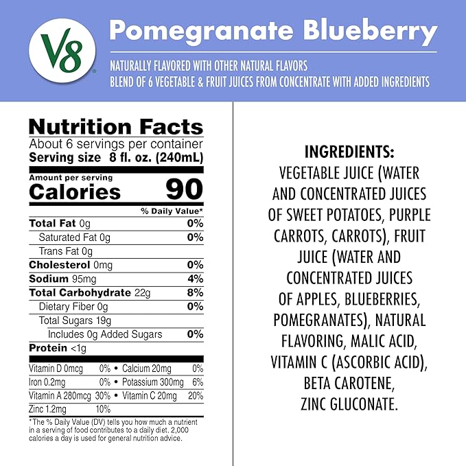 V8 Blends 100% Juice Pomegranate Blueberry Juice, 46 fl oz Bottle