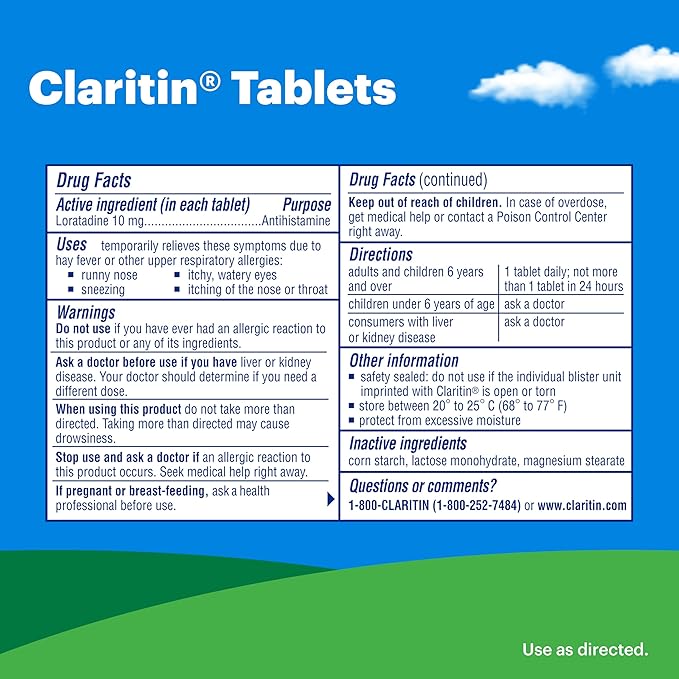 Claritin 24hr Non-Drowsy Allergy Relief, Loratadine Tablets 30 + 1 Ct