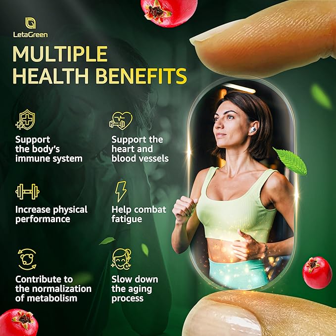 Organic Hawthorn Berry Capsules 2000mg with 2500mg Rhodiola 4000mg Olive 1000mg Shiitake 1000mg Reishi 1000mg Quercetin 150mg (240 (240 Count)