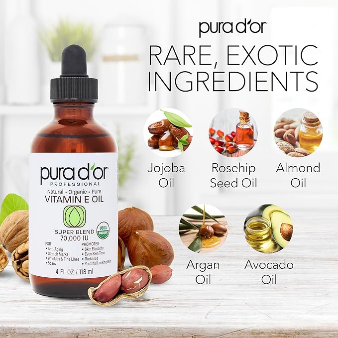 PURA D'OR 4 Oz ORGANIC Vitamin 70,000 IU 100% Natural