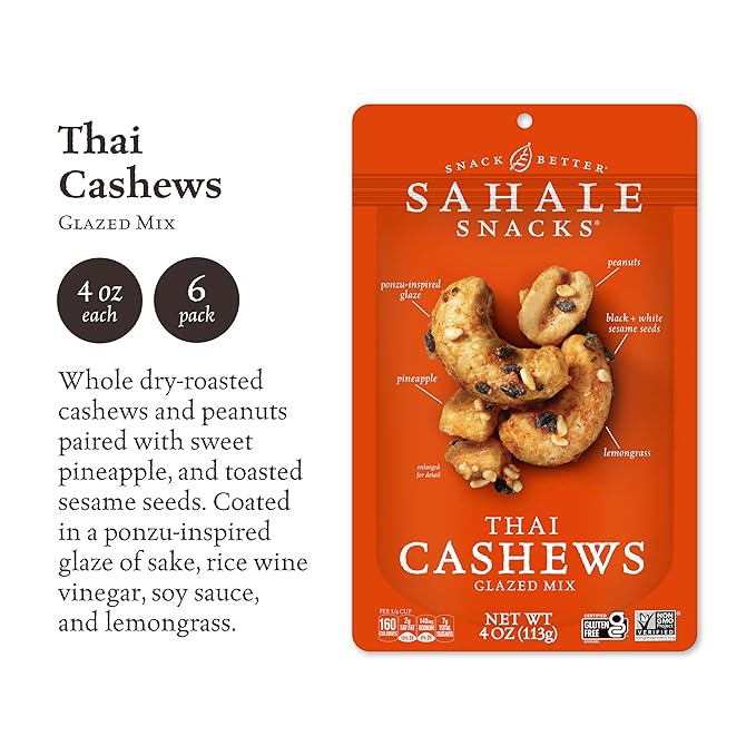 Sahale Snacks Thai Cashews Glazed Mix, 4 Ounces 6)