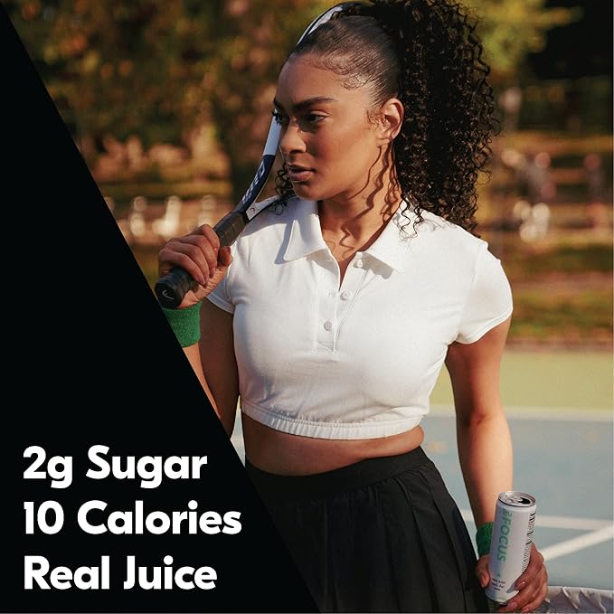 Tru Focus Seltzer, Adaptogen Nootropic Drink with Yerba Mate, Apple Flavor, Sparkling Water, 100mg Natural Caffeine, Kosher, Gluten-Free, Vegan, Low-Calorie, No Sugar Added, 12oz (Pack of 12)