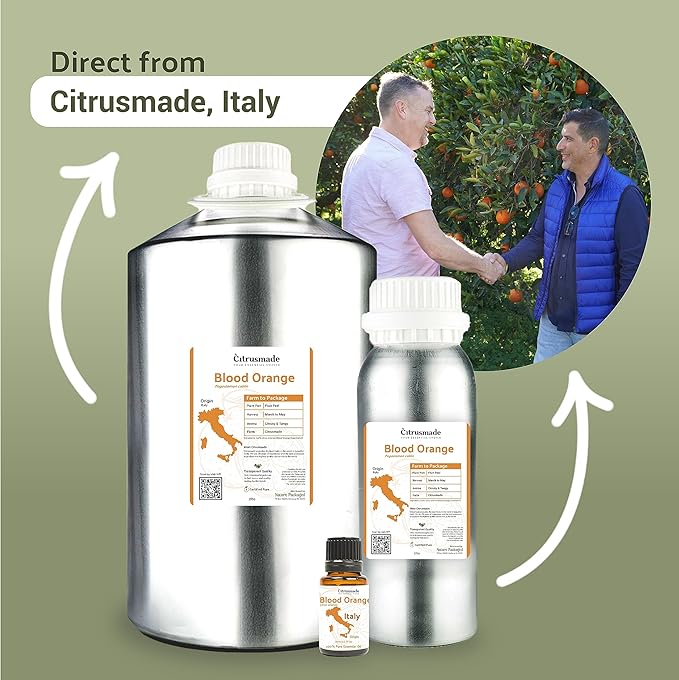 Blood Orange Essential Oil - Direct from Citrusmade in Sicily - Pure Essential Oil for Diffusers and Aromatherapy - Pure Cold-Pressed | 100% Pure Therapeutic Grade (2LBS)