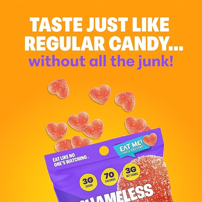 Shameless Snacks - Healthy Low Calorie Snacks, Low Carb Keto Gummies (Gluten Free) - 6 Pack OMG Peach