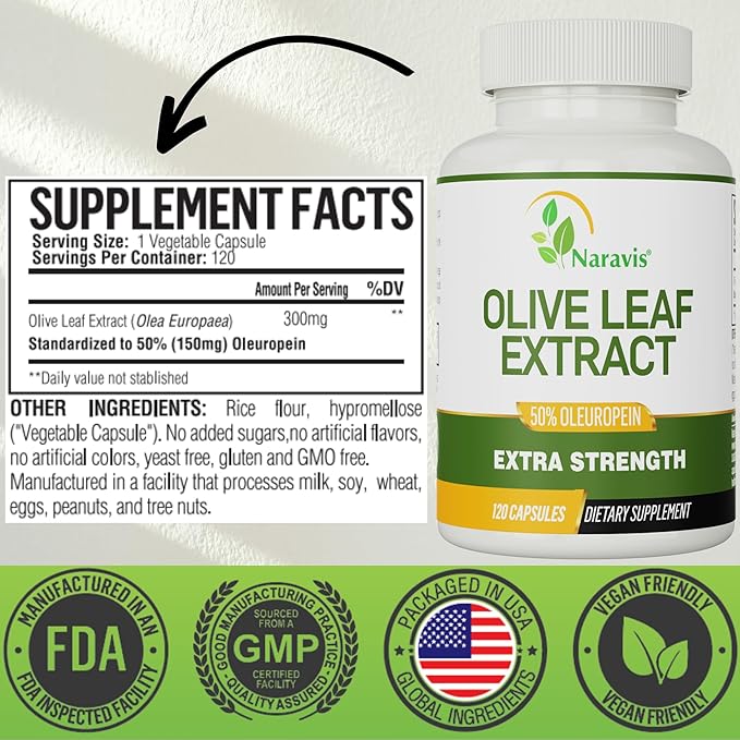Olive Leaf Extract 4-Month Supply 50% Oleuropein