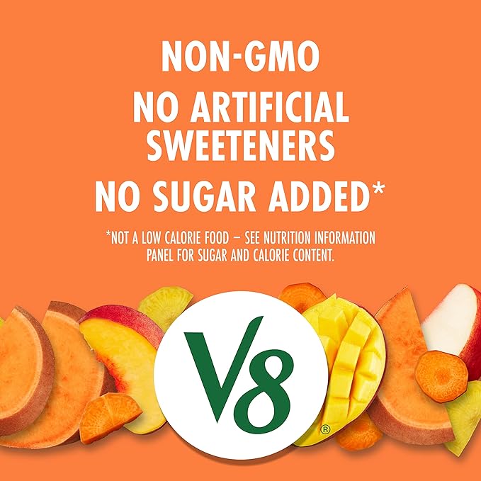 V8 Peach Mango 100% Fruit and Vegetable Juice, 46 fl oz Bottle (6 Pack)