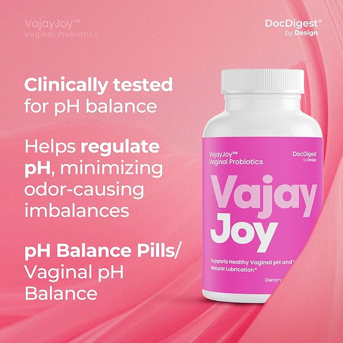VajayJoy pH Balance Pills -Womens Vaginal Probiotic for pH Regulation, Clinically Shown to Restore pH Equilibrium and Natual Lubrication- Reduces BV, Yeast Infections and Odor
