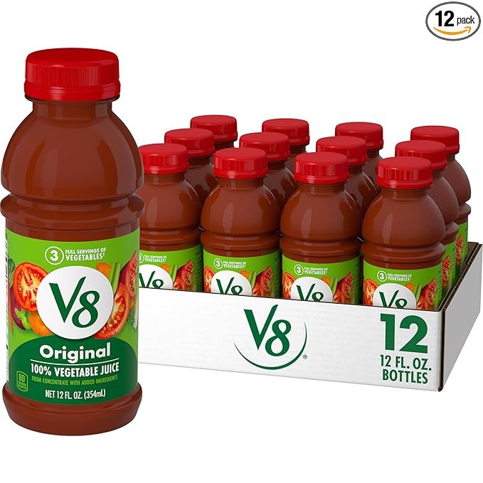 V8 Original 100% Vegetable Juice, 12 fl oz Bottle (12 Pack)