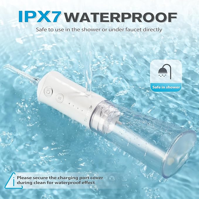 TOVENDOR Water Dental Flosser, Rechargeable Dental 3 Modes, 5 Tips 300ML Large IPX7 Waterproof