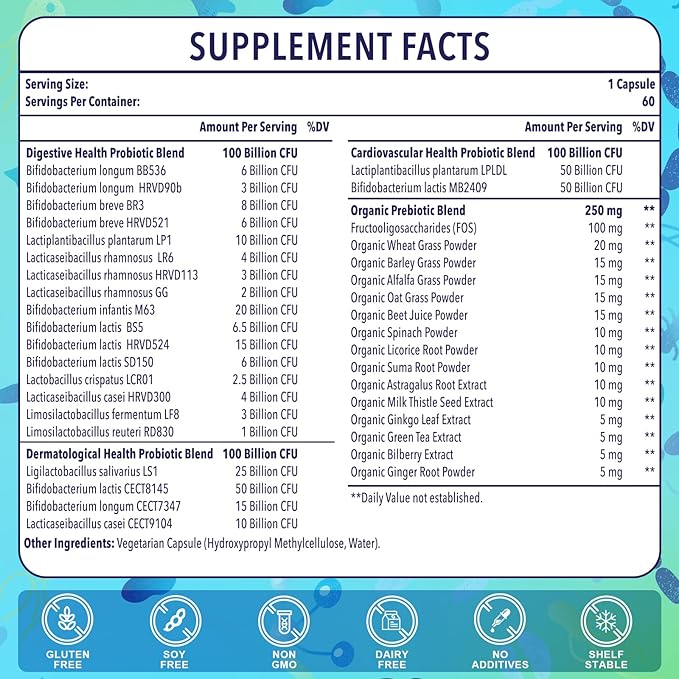 Probiotics for Women and Men, 300 24 Strains 15 Organic -6 Month