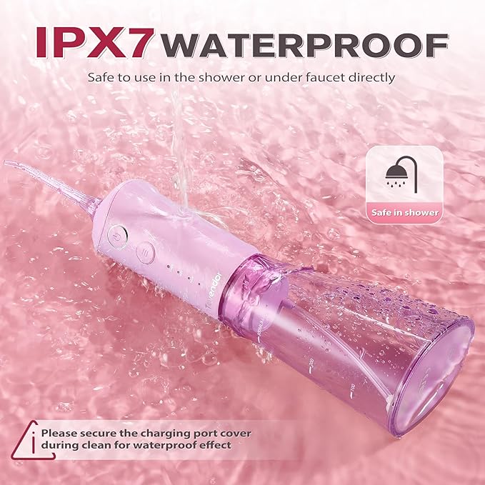 TOVENDOR Water Dental Flosser, Rechargeable Dental 3 Modes, 5 Tips 300ML Large IPX7 Waterproof