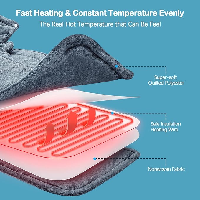 NIUONSIX Heating Pad for Neck and 6 Heat 2H Countdown