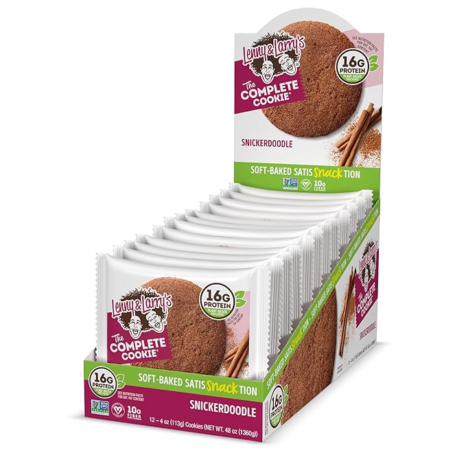 Lenny & Larry's The Complete Cookie, Snickerdoodle, Soft Baked, 16g Plant Protein, Vegan, Non-GMO, 4 Ounce Cookie (Pack of 12)