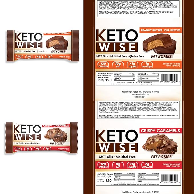 Keto Wise Fat Bombs - Low Carb (1-2g Net), No Added Sugar - Mission Nutrition Variety Box (16 Count)