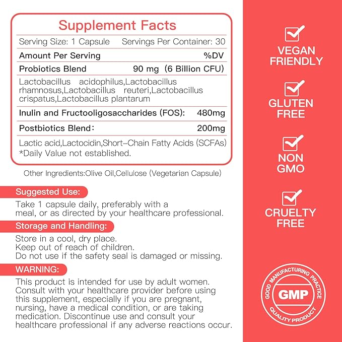 Vaginal Probiotics for Women pH Balance Flora,30 Servings