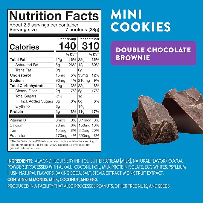 HighKey Sugar Free Cookies Variety Pack - 6.75oz Keto Snacks Zero Carb No Sugar 3-Pack Chocolate Chip Cookie, Snickerdoodle, Brownie Bites Low Carb Gluten Free Diabetic Snack Diet Friendly Food Sweets