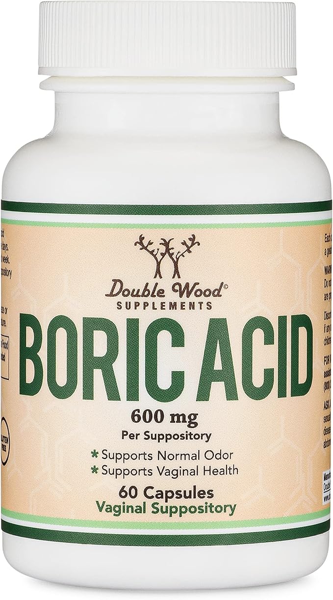 Boric Acid Suppositories (600mg Vaginal Suppository, 60 Count)