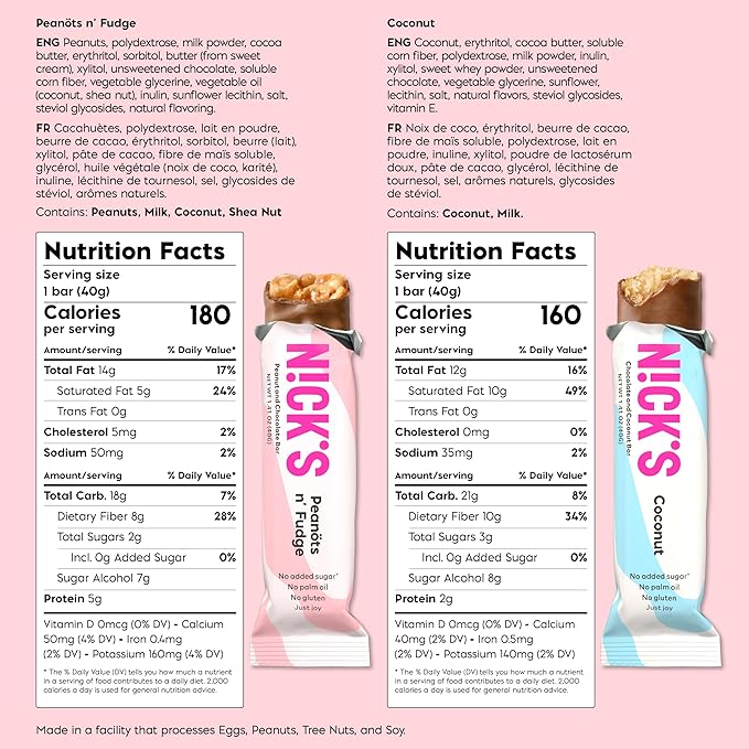 NICKS Keto Chocolate Candy Bars Variety Pack, No Added Sugar, Coconut, Gluten Free Sweets Low carb Candy Snack Bar (Multipack 15x40g)